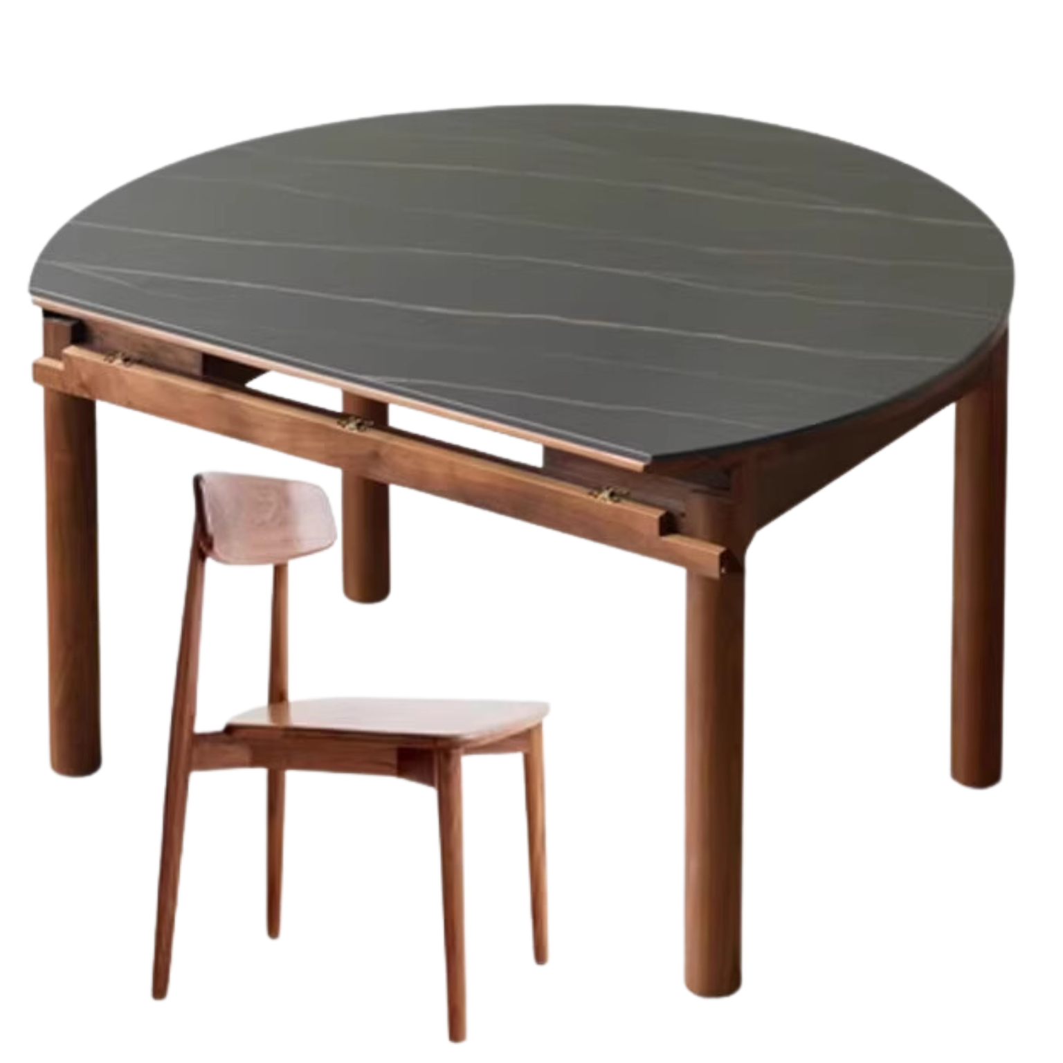 Premium Black Walnut Solid Wood Folding Round Dining Table - Handcrafted Natural Wood Table for Kitchen, Dining Room, Small Space & Outdoor Entertaining