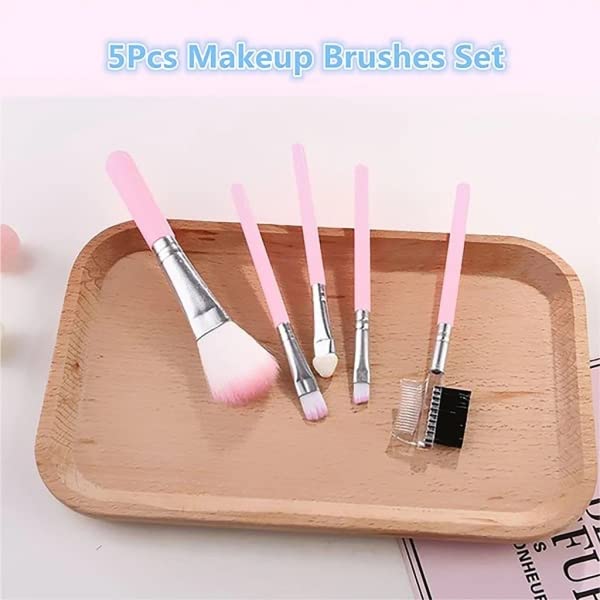Professional Makeup Brush Set - 5 Piece Premium Cosmetic Brushes for Foundation, Blending, Eyeshadow & Contouring - Perfect for Everyday Makeup & Professional Use