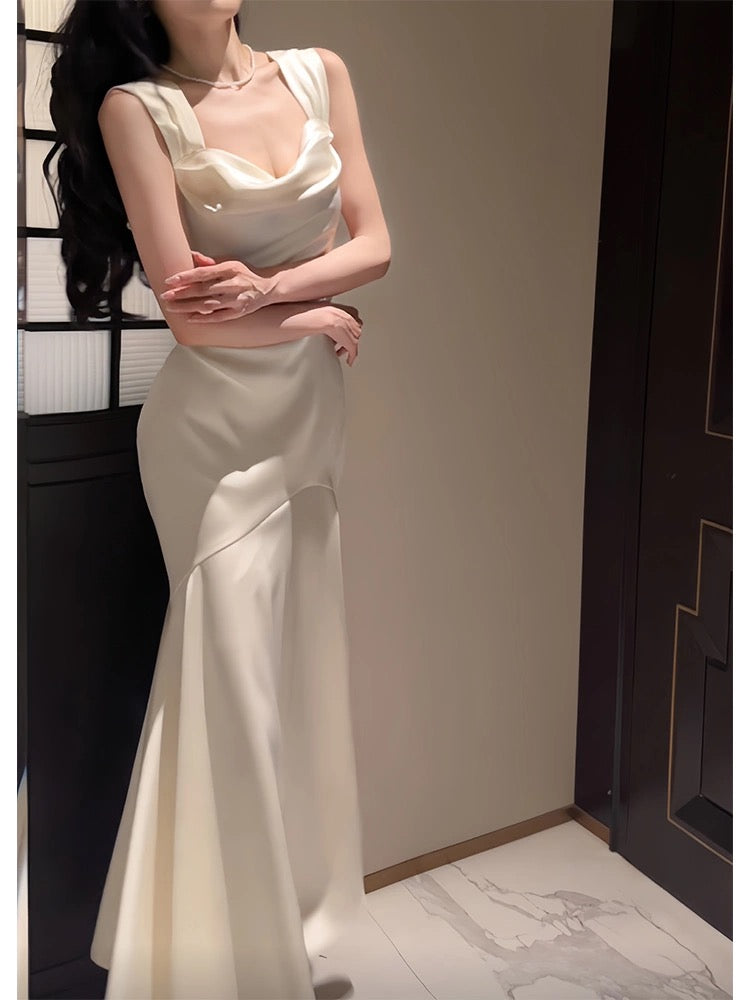 Elegant Mermaid Ivory Prom Dress Satin Birthday Party Gown J6527 - Perfect for Homecoming, Quinceañera, and Formal Evening Events