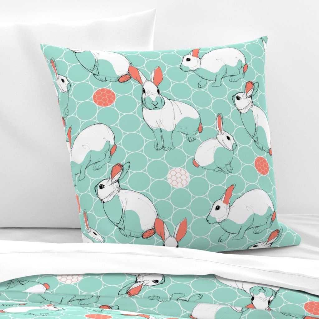 Custom Spoonflower Cotton Sateen Euro Sham - Gender Neutral Bunny Rabbit Easter Eggs Nursery Print Bedding | Perfect for Baby Showers, Easter Decor & Neutral Nursery Themes