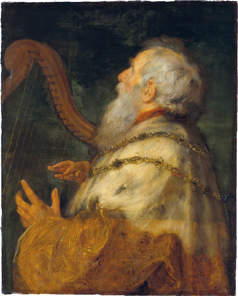 Peter Paul Rubens King David Playing the Harp (ca. 1616) - 20x24 Inch Black Modern Framed Art Print with Double Mat | Museum Quality Reproduction | Perfect for Living Room, Office, or Art Gallery Decor