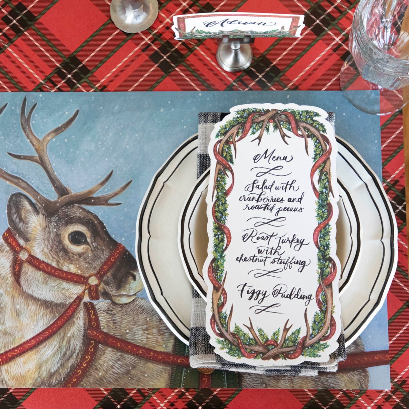 Antler Garland Table Card - Elegant Rustic Wedding Decor for Christmas, Thanksgiving & Holiday Parties - Perfect for Centerpieces, Place Settings & Seasonal Home Decor