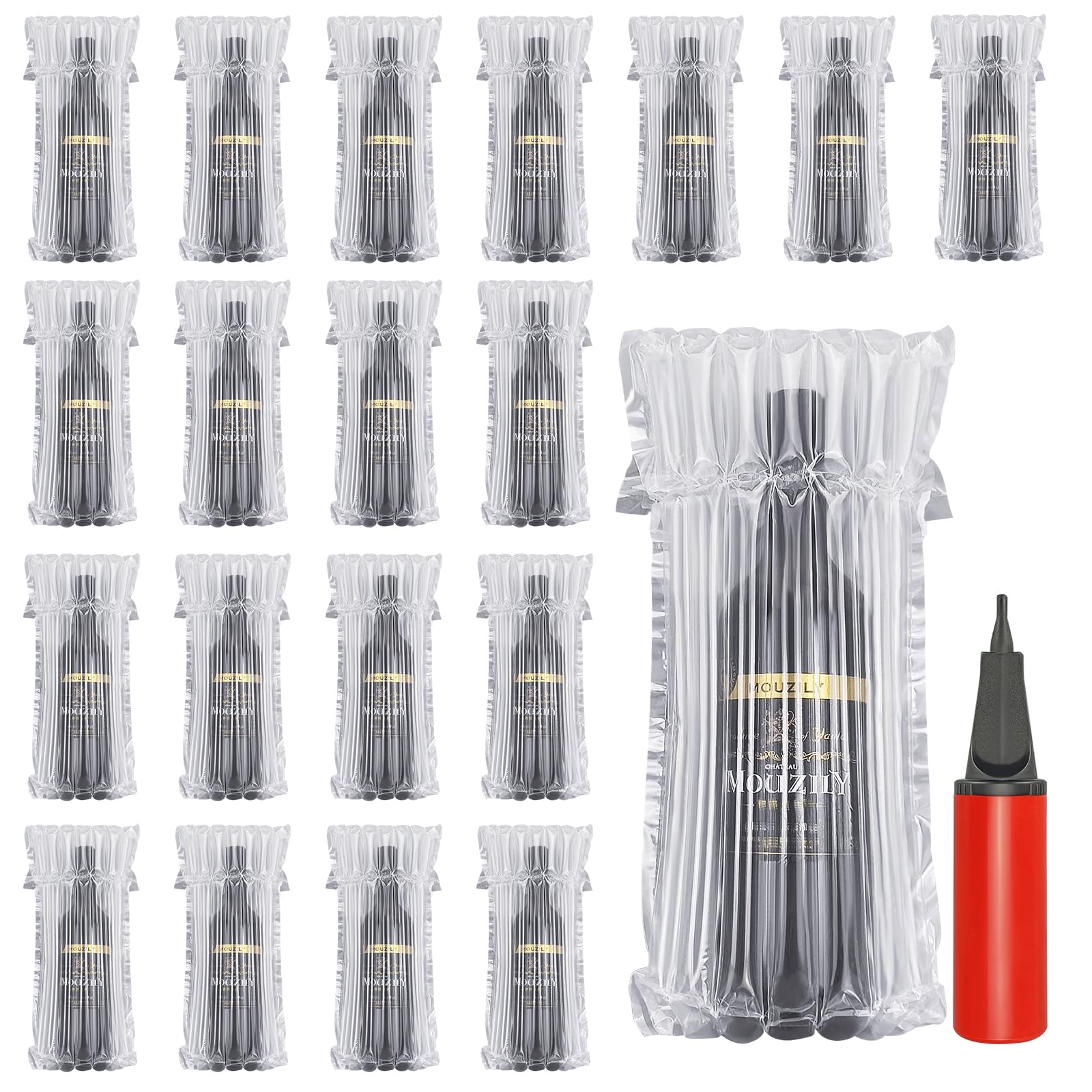 20 Pack Reusable Wine Bottle Protector Bags with Air Pump - Leak Proof Travel Case for Airplane, Perfect Wine Packaging Solution for Safe Air Travel | Great for Vacation, Gifts & Wine Transport