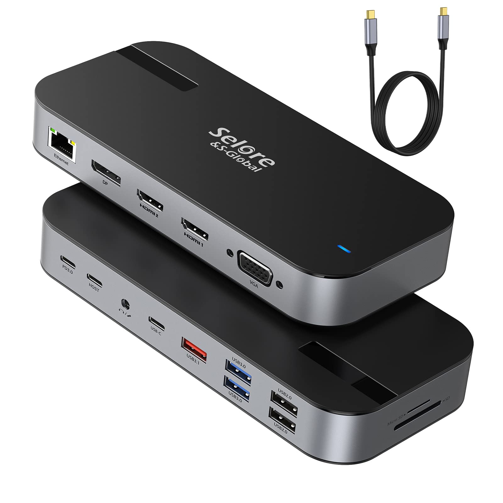 16-in-1 USB C Docking Station Triple 4K Display for MacBook Pro/Air, Dell XPS 13, Surface Pro - Dual HDMI, DP, VGA, 10G USB 3.1, Ethernet, PD, SD/TF, Audio - Perfect for Home Office, Gaming & Multi-Monitor Workstations