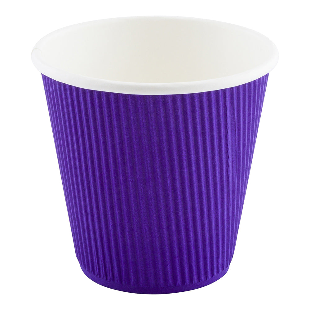 8 oz Royal Purple Paper Coffee Cups with Ripple Wall - 3.5