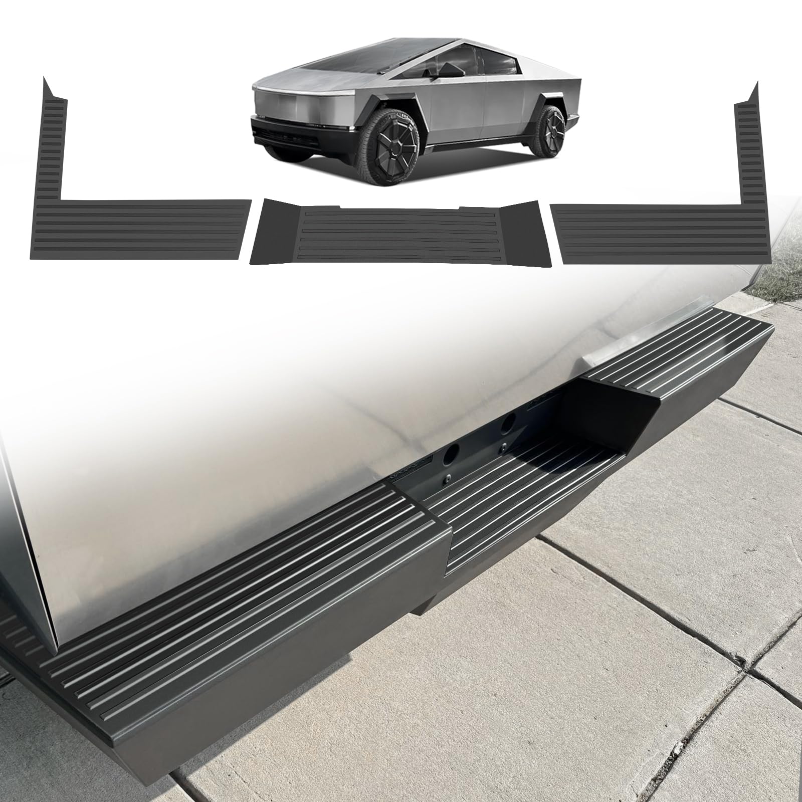 BestEvMod Tesla Cybertruck Rear Bumper Tailgate Protector Cover - Durable TPE Protective Trim for 2023-2024 Models | Truck Bed Step & Sill Molding Accessories | Perfect for Off-Roading, Hauling & Daily Commuting