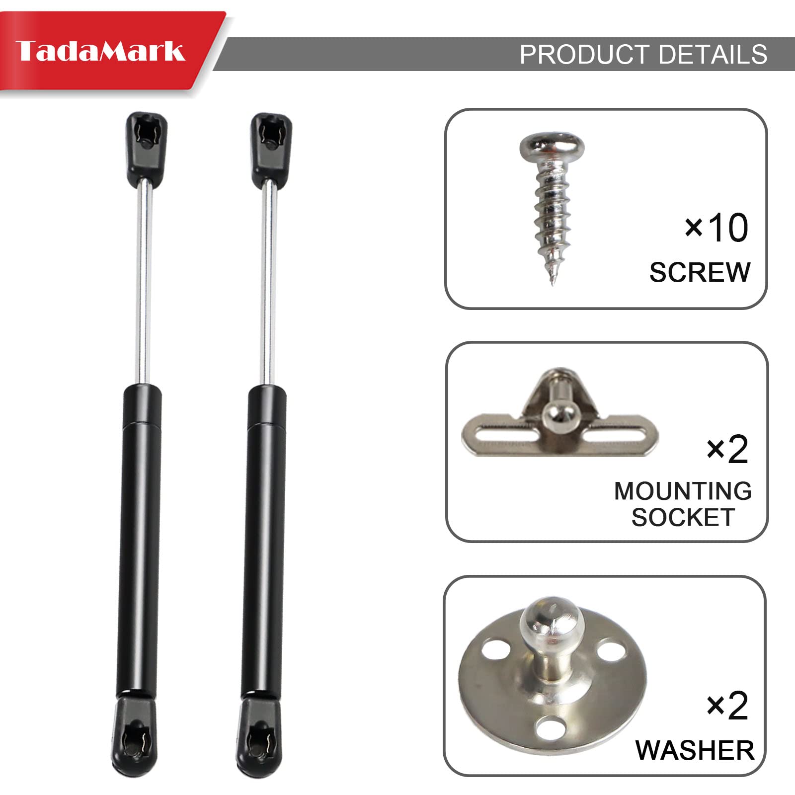 2 Pack 10 Inch 22.5lbs/100N Gas Strut Spring Shock Absorber for RV Bed Storage, Toolbox Lid, Cabinet Door, Camper Bed Cover & Laser Hood - Lightweight Lift Support for Easy Opening & Closing