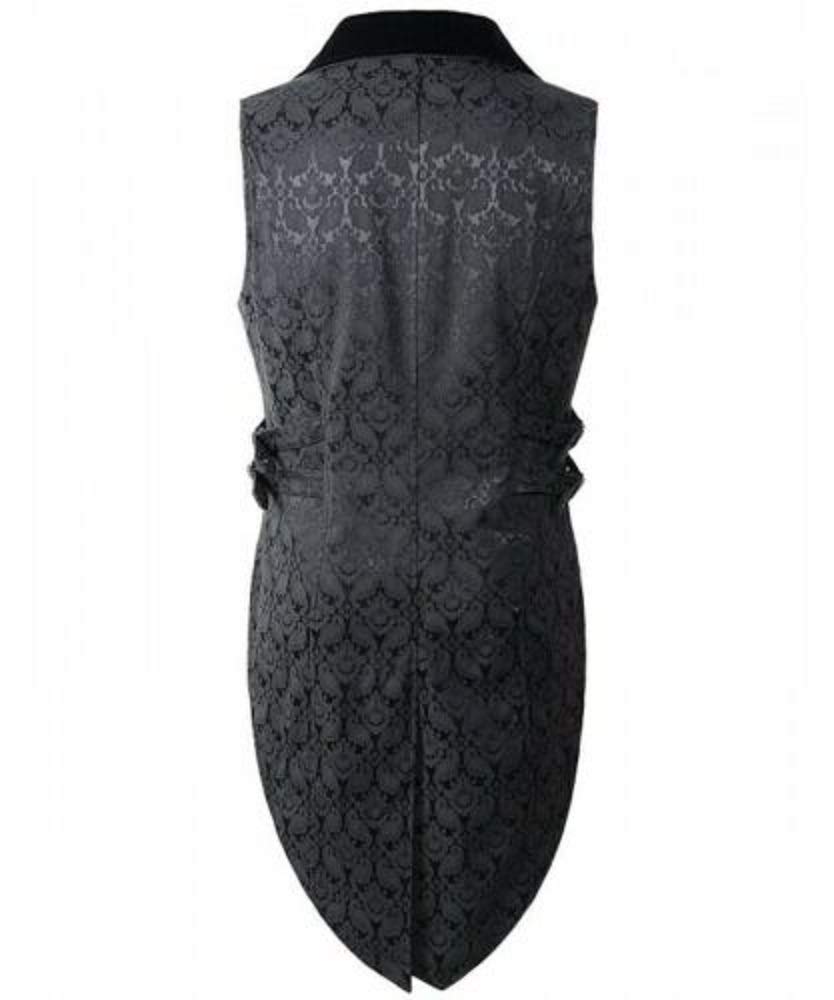 Men's Black Velvet Brocade Vest Waistcoat - Gothic Steampunk Tailcoat for Formal Events, Cosplay & Victorian Costume Parties