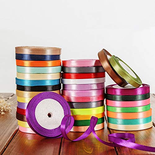 25 Yards 3/8 Inch Satin Ribbon for Crafts, Sewing & Gift Wrapping - Christmas, Wedding & Party Decoration - DIY Clothes Accessories & Home Decor - Premium Quality Satin Ribbon for All Occasions
