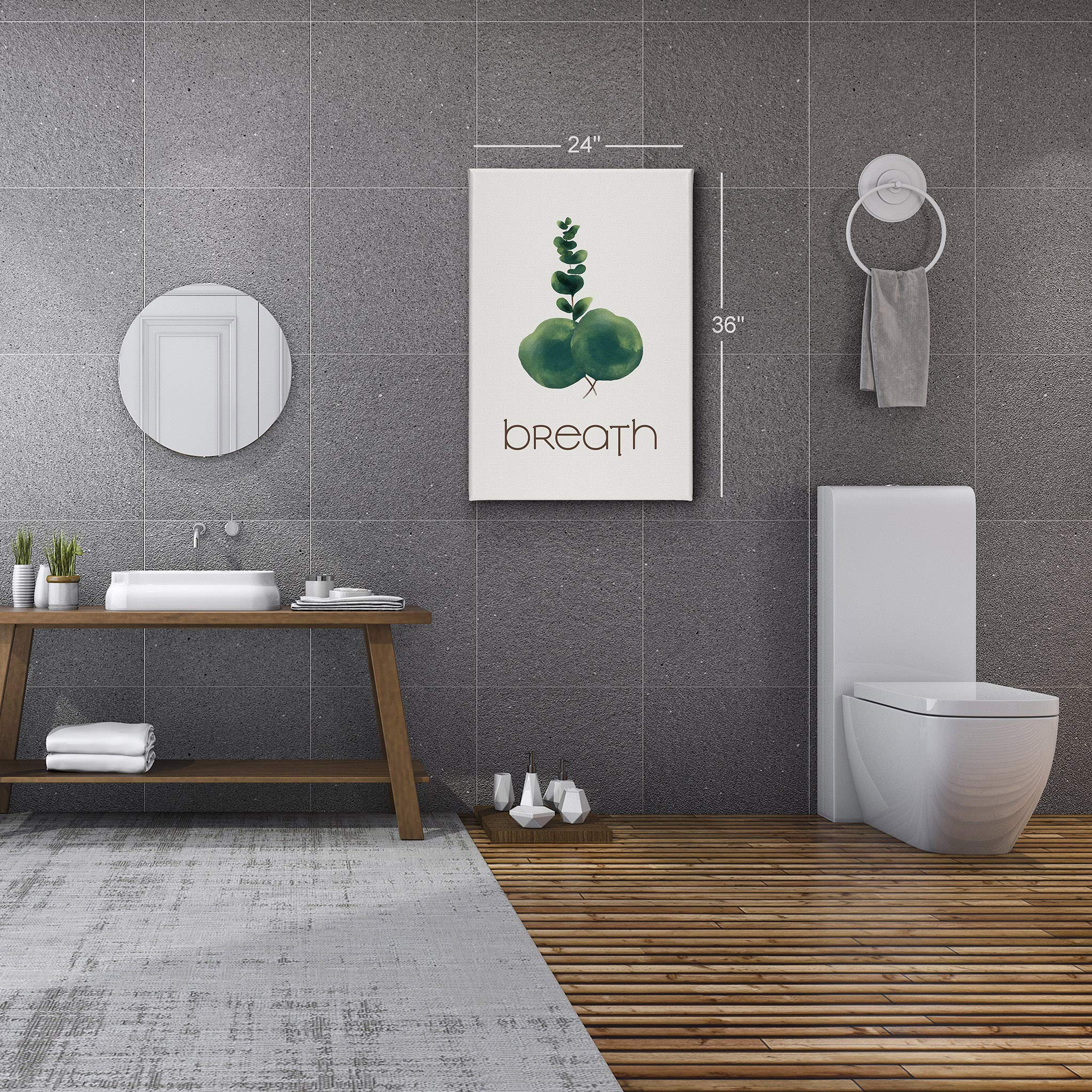 Smile Art Design Breath Typography Canvas Print - 40x30 Inch Ready to Hang Bathroom Wall Decor, Home Decoration Made in USA | Perfect for Bathroom Signs, Spa Decor & Housewarming Gifts