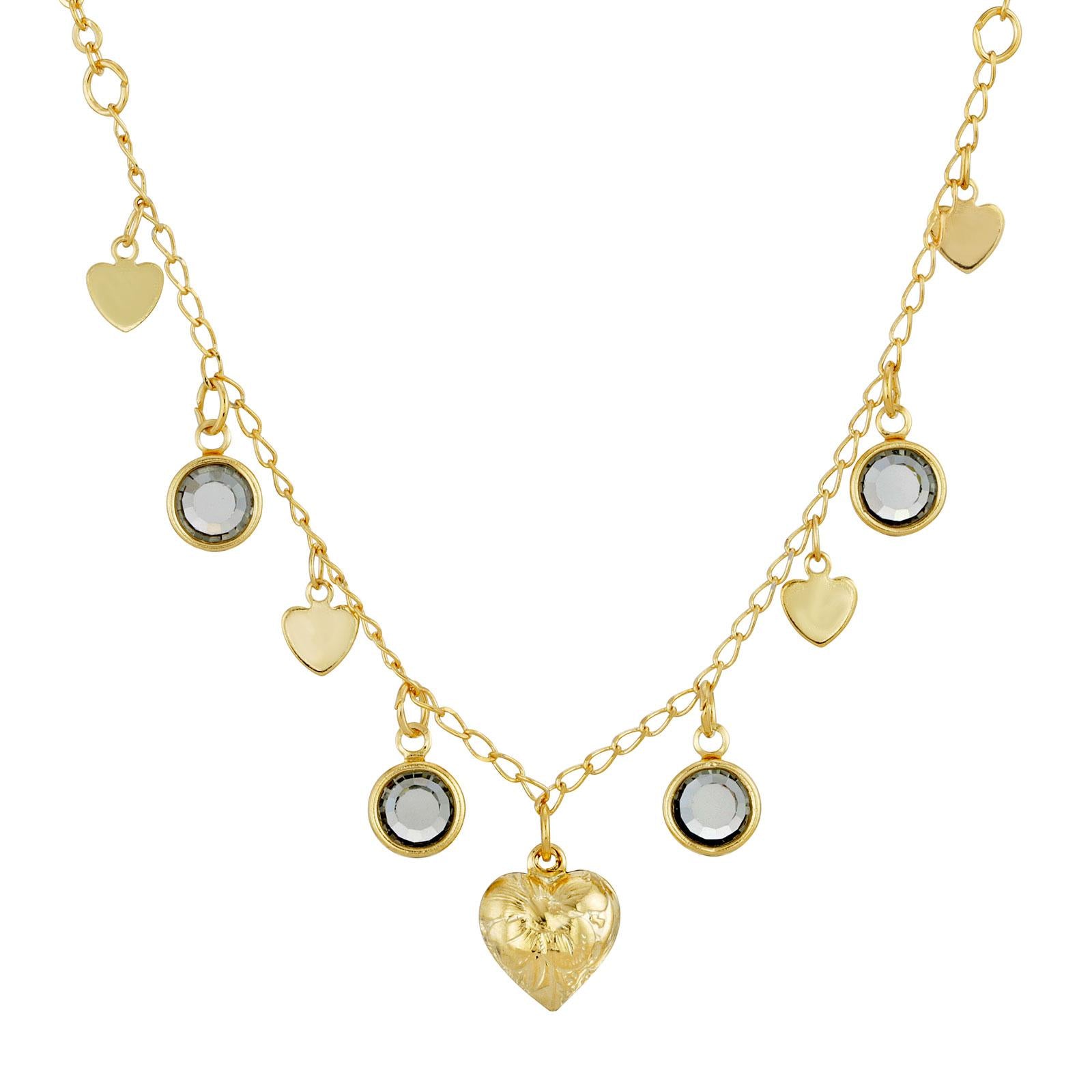 1928 Jewelry Diamond Channel Austrian Crystal Heart Drop Necklace - 16