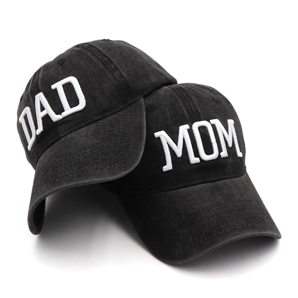 Embroidered Baseball Cap for New Parents - Adjustable Dad & Mom Hats - Perfect Couple Gift for Men & Women | Ideal for Outdoor Activities, Family Photos & Newborn Announcements