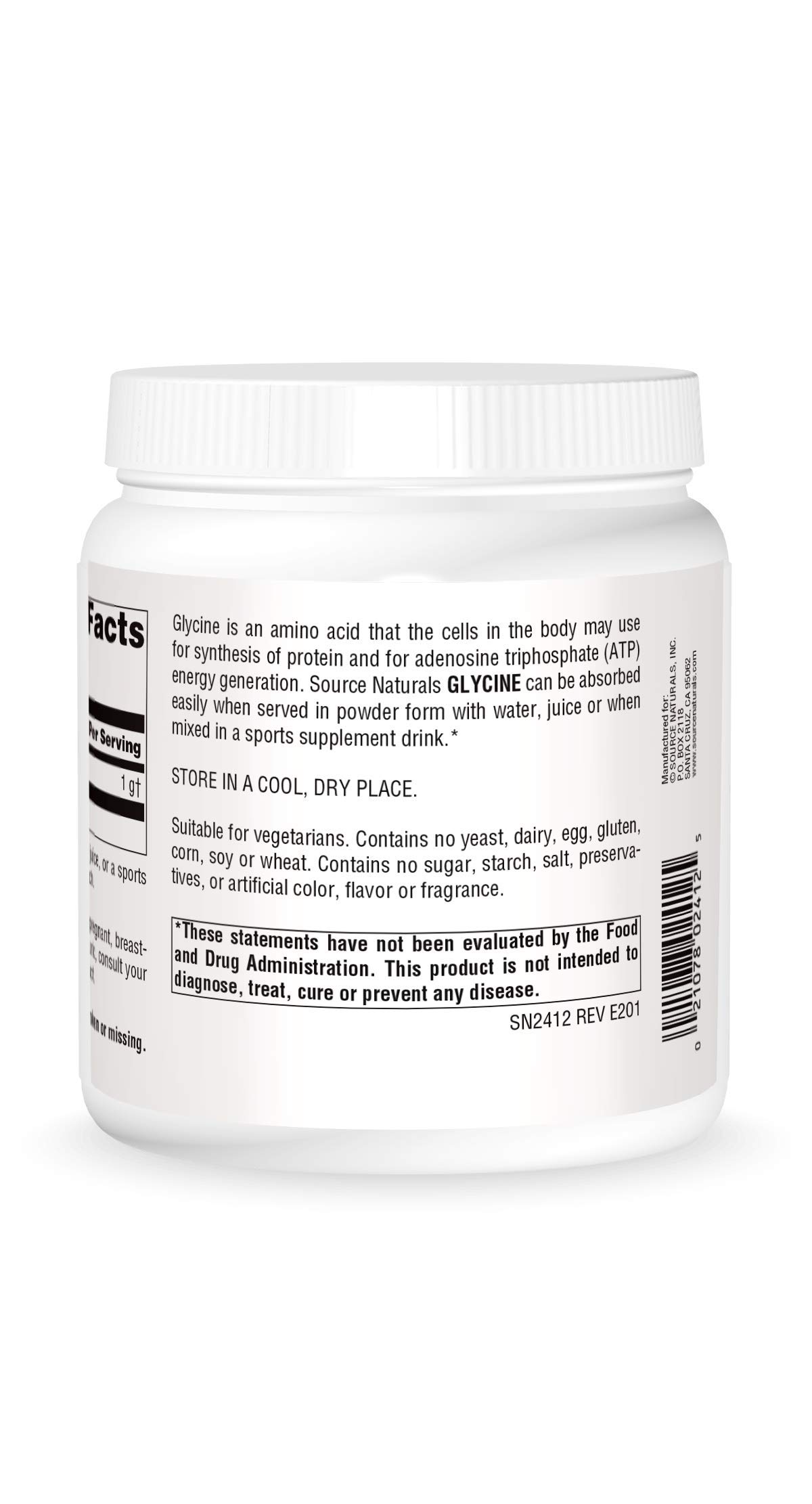 Source Naturals Glycine Powder 16 oz (454g) - Supports Protein Synthesis & Energy Boost - Ideal for Pre-Workout, Post-Workout Recovery & Daily Wellness
