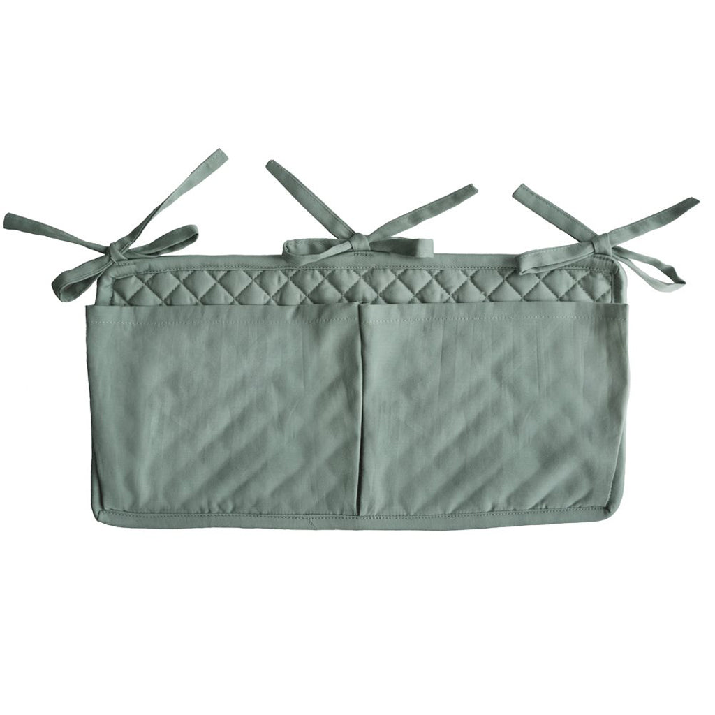 Mushie Crib Pocket Organizer - Roman Green Storage Solution for Baby Essentials | Perfect for Diapers, Wipes & Toys in Nursery or Daycare