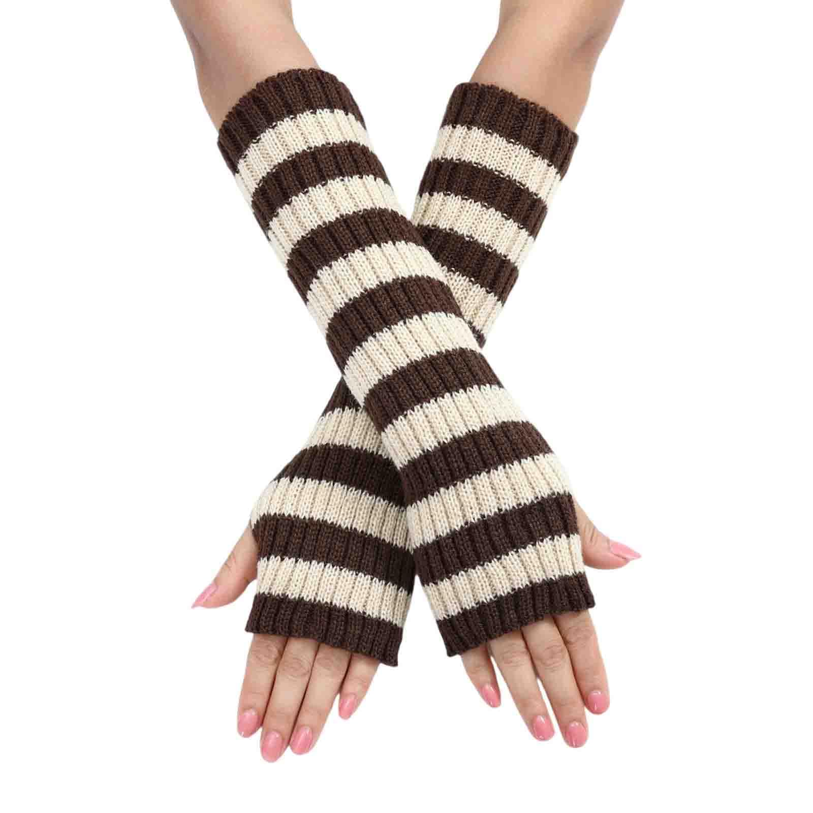 BXCNCKD Grunge Gloves - Fairy Grunge Crochet Arm Warmers with Zebra Stripes | Gothic Aesthetic Accessories for Goblincore Fashion, Concerts & Winter Outfits