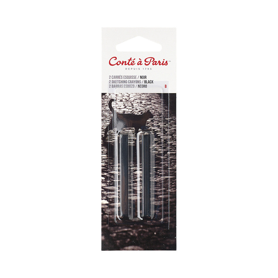 Conté à Paris Carre Sketching Crayons - Set of 2 Black B - Professional Drawing & Sketching Tools for Artists, Perfect for Charcoal Drawings & Fine Art Sketching
