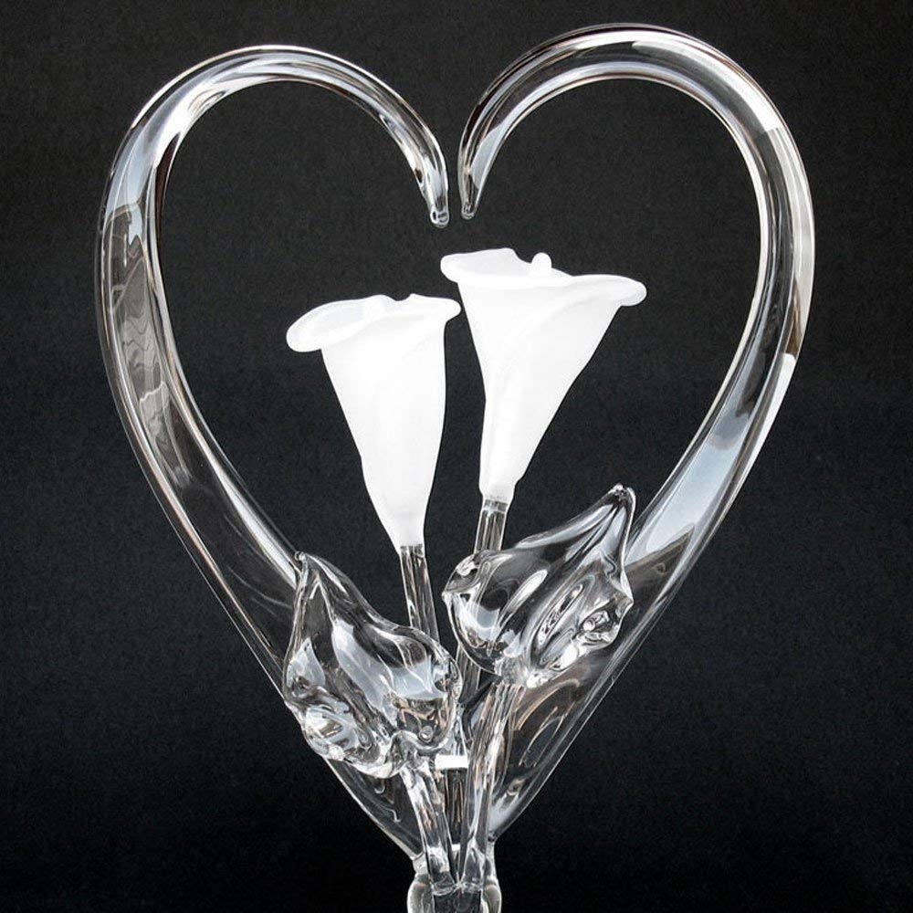 Elegant Hand-Blown Frosted Glass Calla Lily Wedding Cake Topper - Perfect for Bridal Showers, Wedding Cakes & Anniversary Celebrations