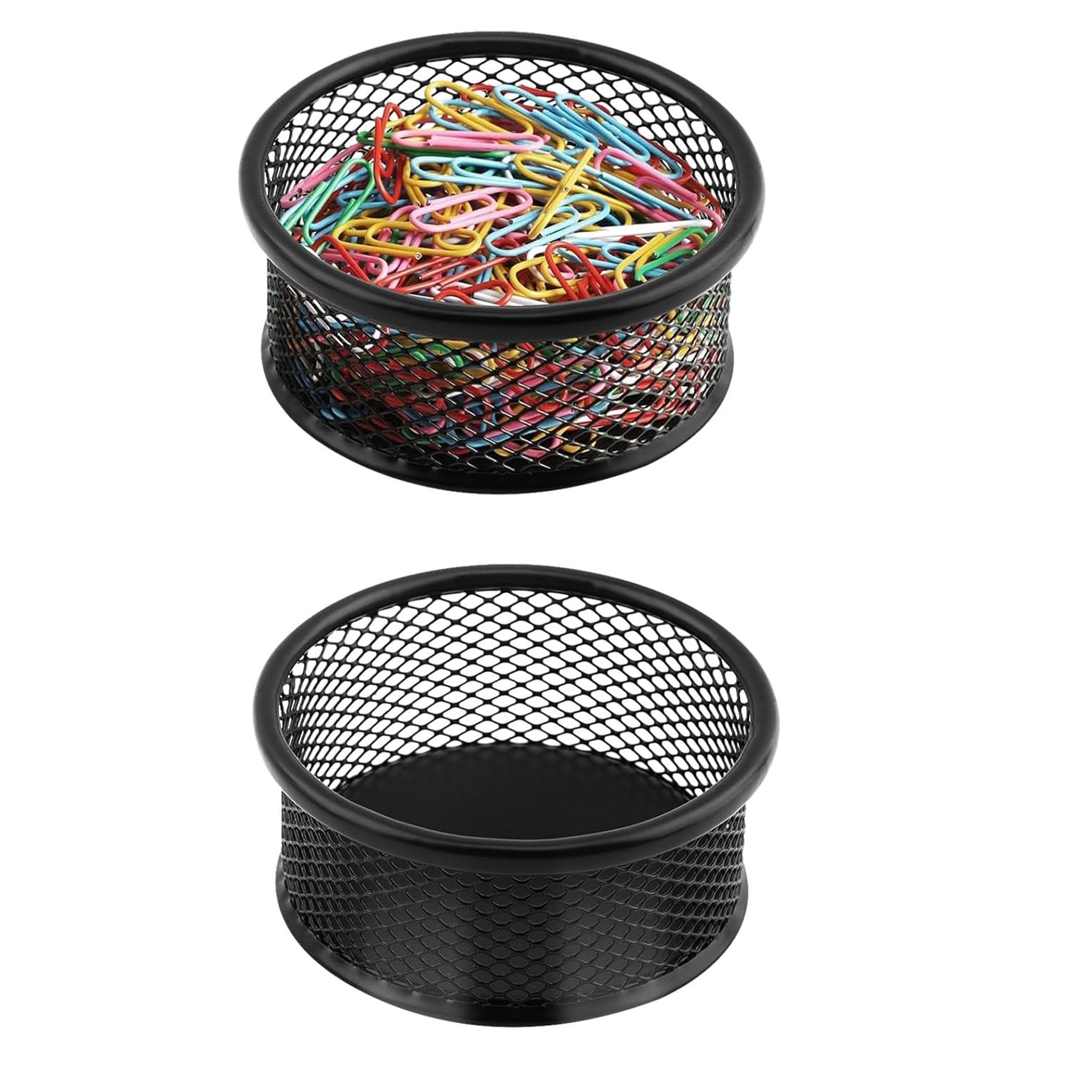Ragyzity 2-Pack Metal Mesh Paper Clip Holder - Desk Organizer for Binder Clips & Office Supplies | Durable Wire Mesh Dispenser for Home, Office & School Use | Perfect for Organizing Desk Accessories & Stationery
