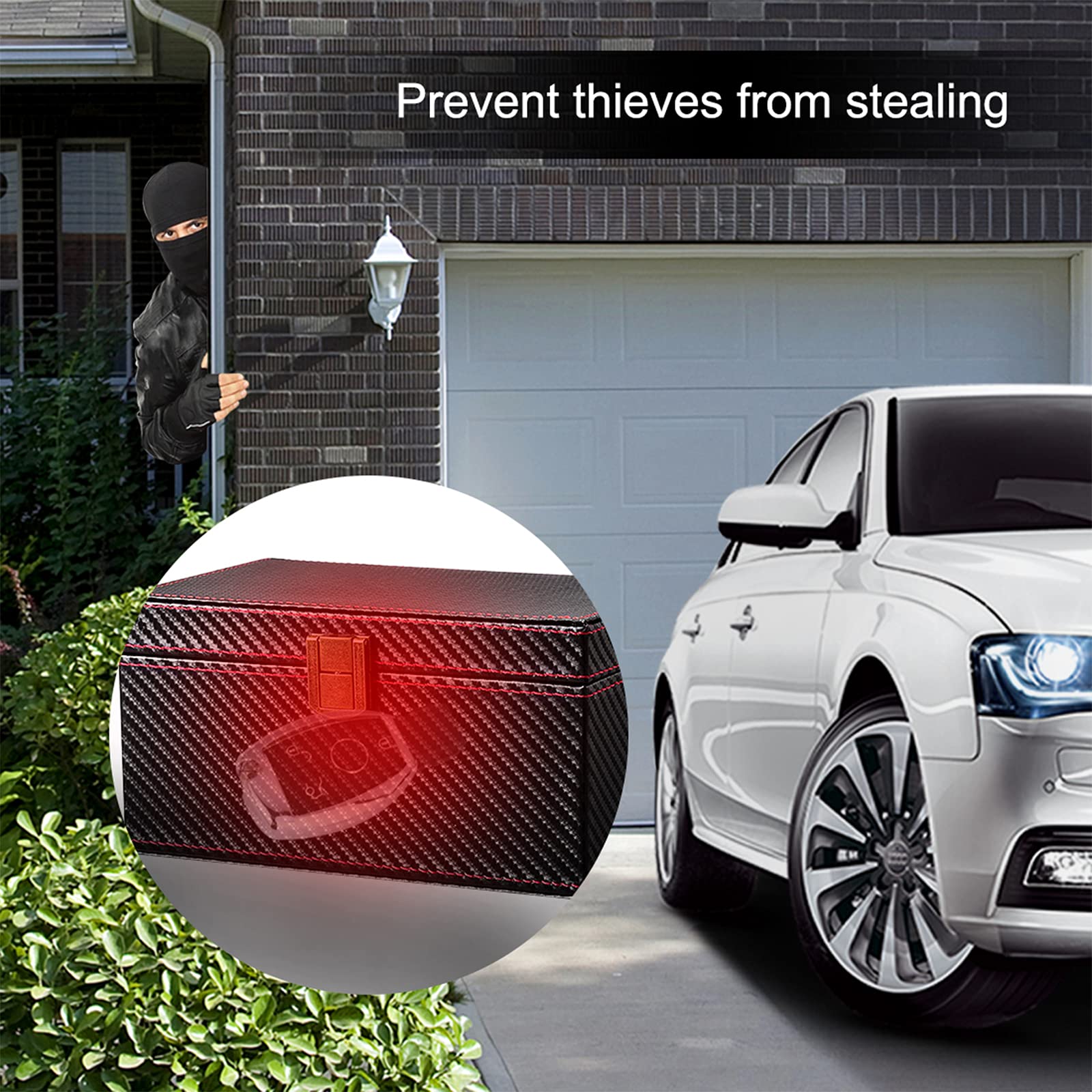 Premium Faraday Box for Car Keys - Anti-Theft Signal Blocker for Keyless Entry Fobs, Credit Cards & RFID Devices | Secure Leather Faraday Cage for Vehicle Protection | Perfect for Travel, Parking & Home Security