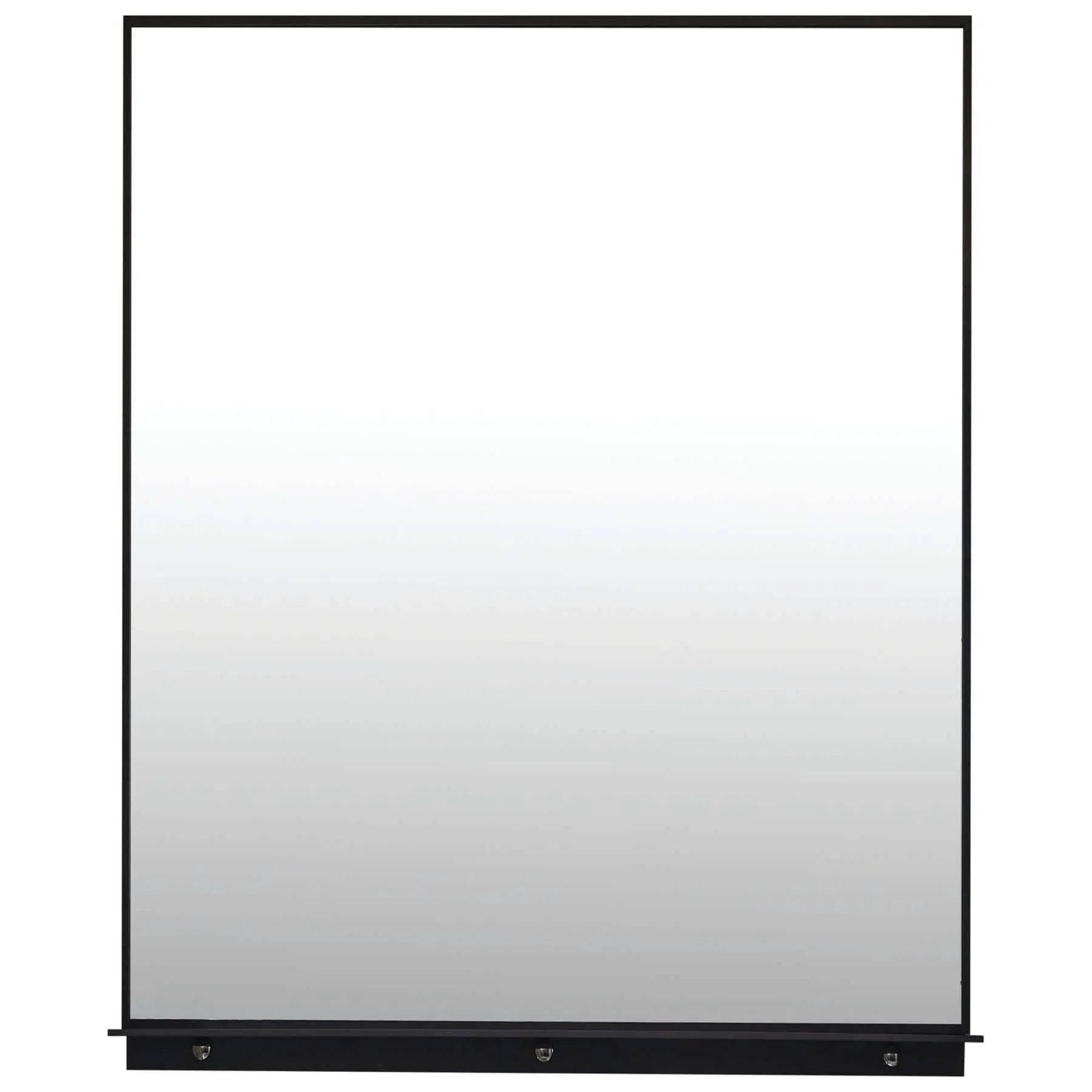 Lexi 24W x 32H Rectangular Framed Wall Mirror with Built-in Shelf - Black & Brushed Nickel Finish | Perfect for Entryway, Bathroom & Bedroom Decor