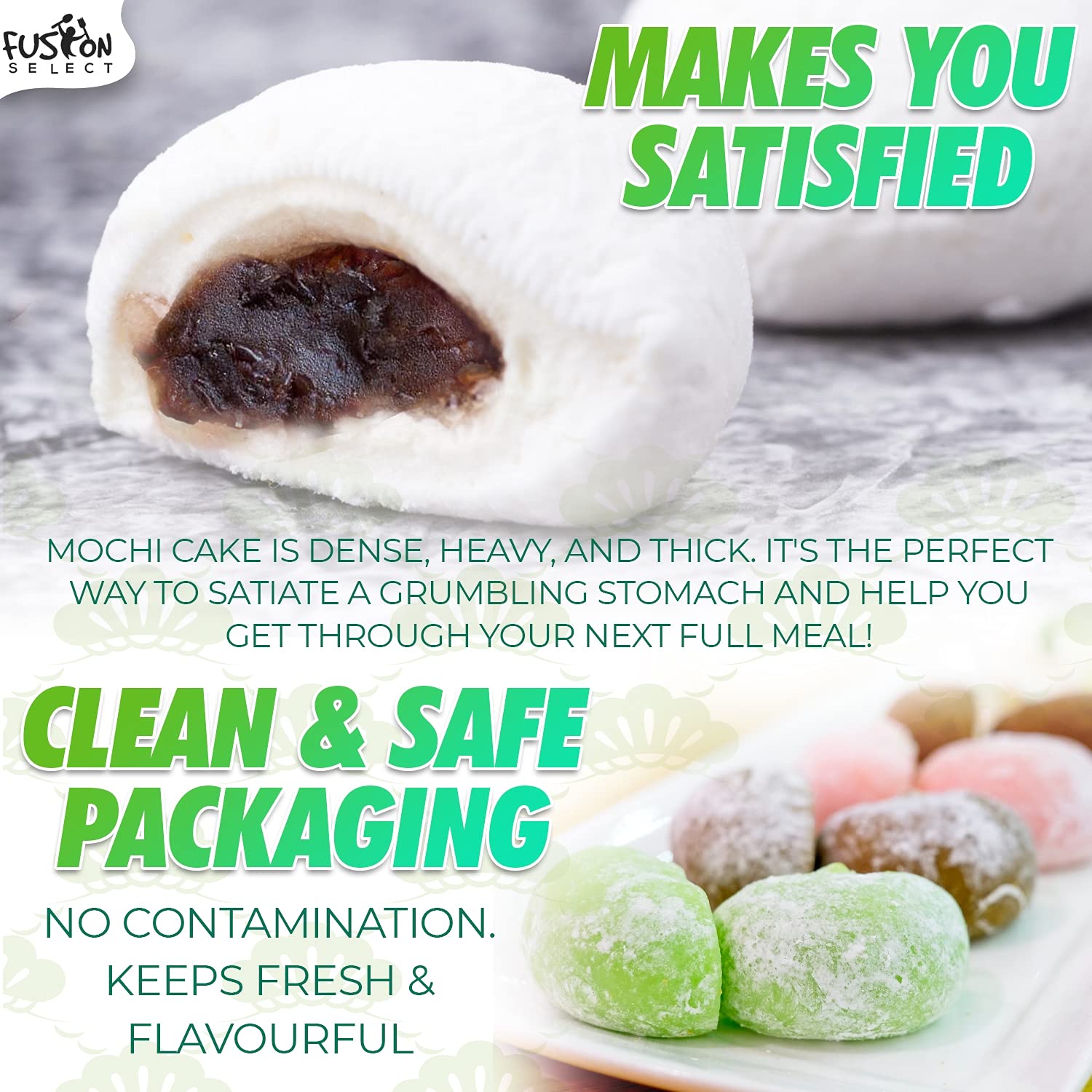 Fusion Select Mochi Daifuku Snacks - Traditional Japanese Rice Cakes with Sweet Filling - Asian Dessert for Family & Parties - Chewy Soft Texture (Taro Flavor) - Perfect for Tea Time, Gifts & Asian Cuisine Lovers