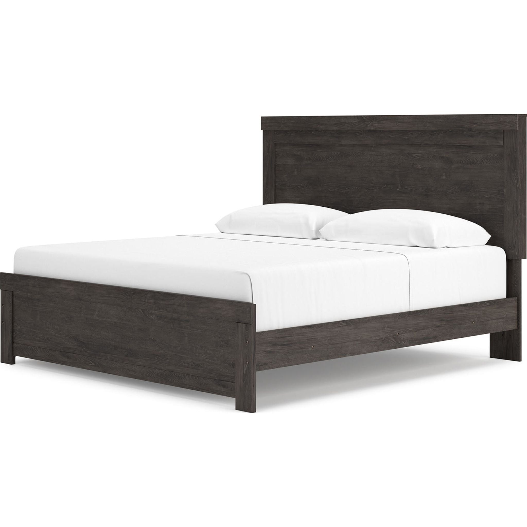 Brinxton King Panel Bed Frame - Charcoal Upholstered Headboard & Footboard - Modern Bedroom Furniture for Master Suite & Guest Room