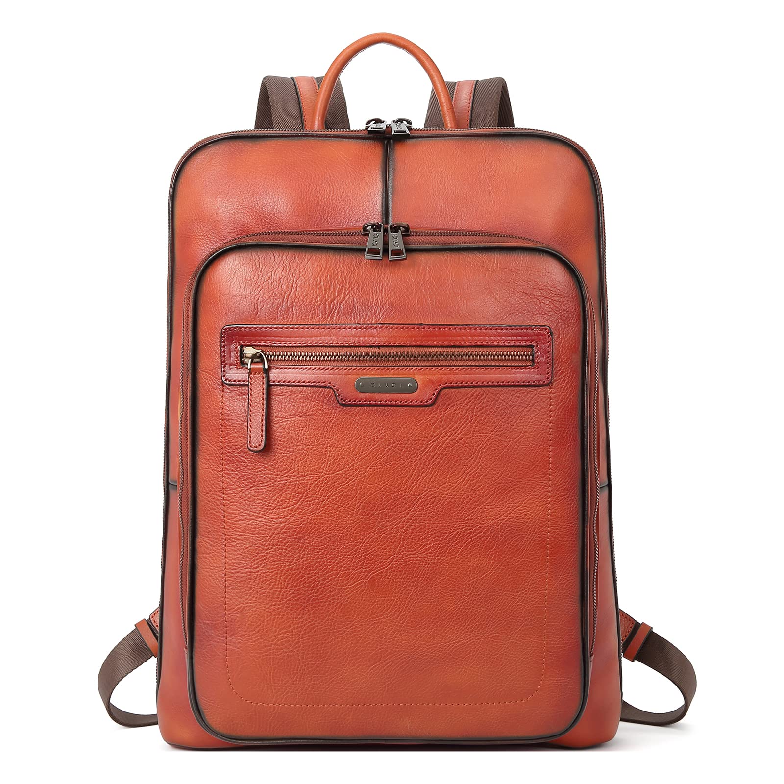 CLUCI Genuine Full Grain Leather 15.6 Inch Laptop Backpack for Women - Vegan Vegetable Tanned - Stylish College Backpack, Work Commute & Travel Daypack - Perfect for Office, School & Business Trips
