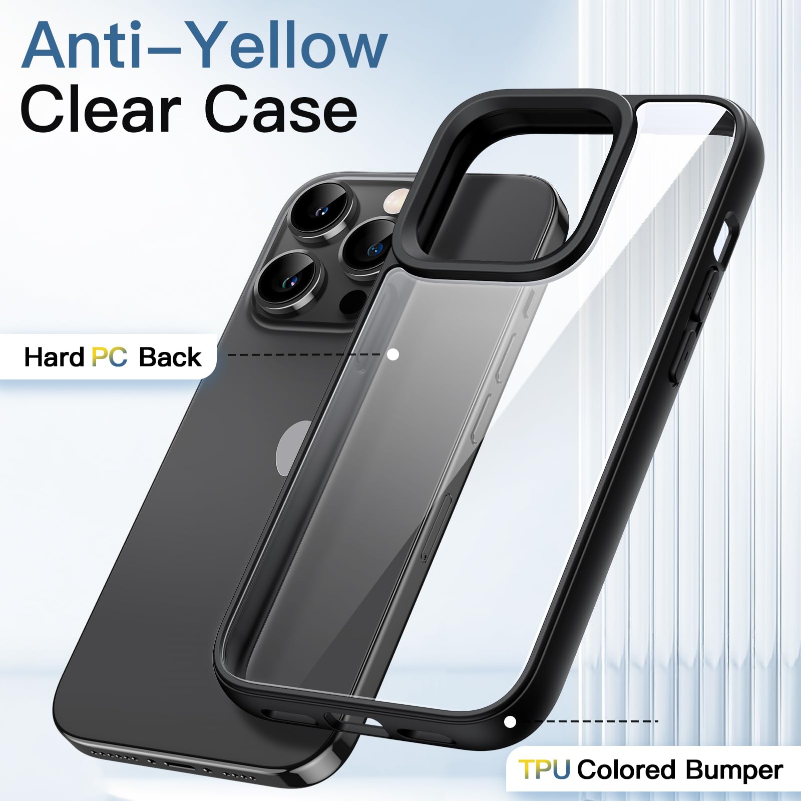 JETech Shockproof Bumper Case for iPhone 13 Pro Max 6.7-Inch - Matte TPU Frame with Anti-Scratch Clear Back (Black) | Protective Phone Cover for Everyday Use, Work & Outdoor Activities