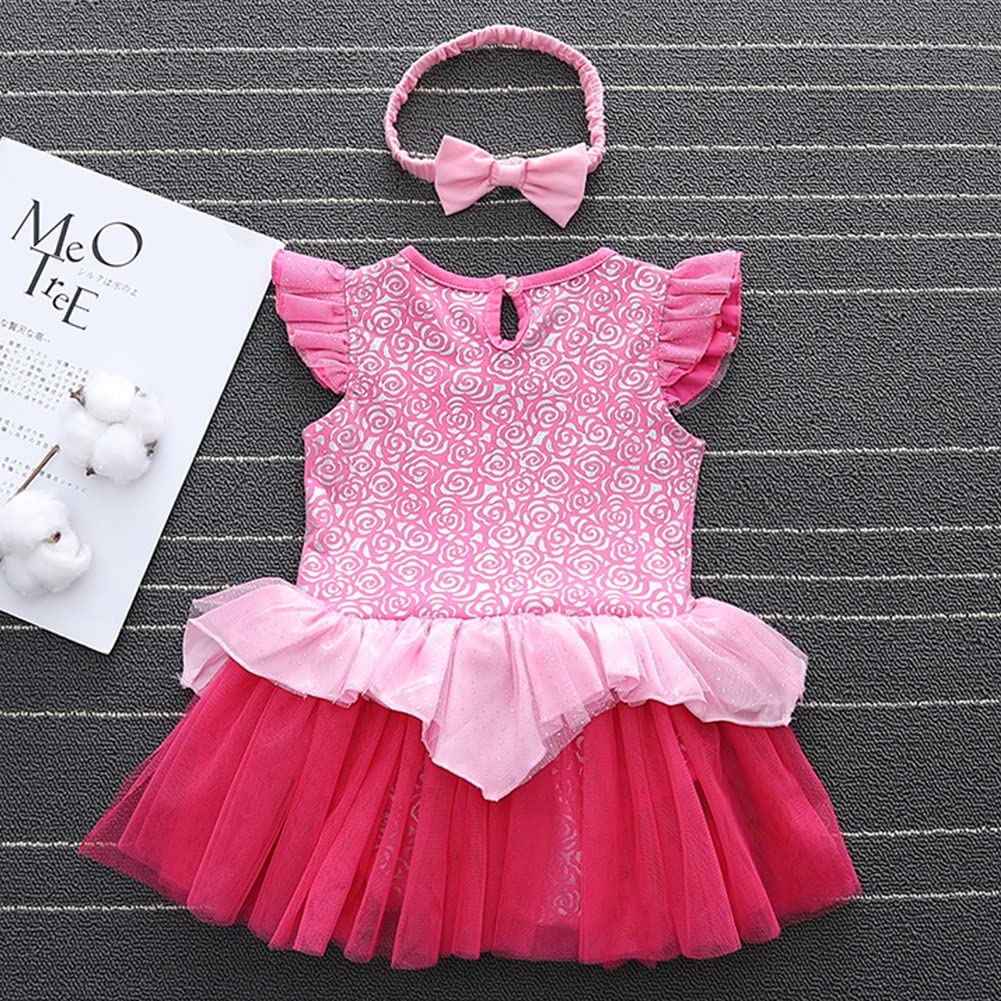 **Baby Girls Princess Costume Tutu Dress with Headband - Elegant Birthday, Halloween & Christmas Party Outfit for Toddlers & Infants - Perfect for Dress-Up, Photo Shoots & Special Occasions**