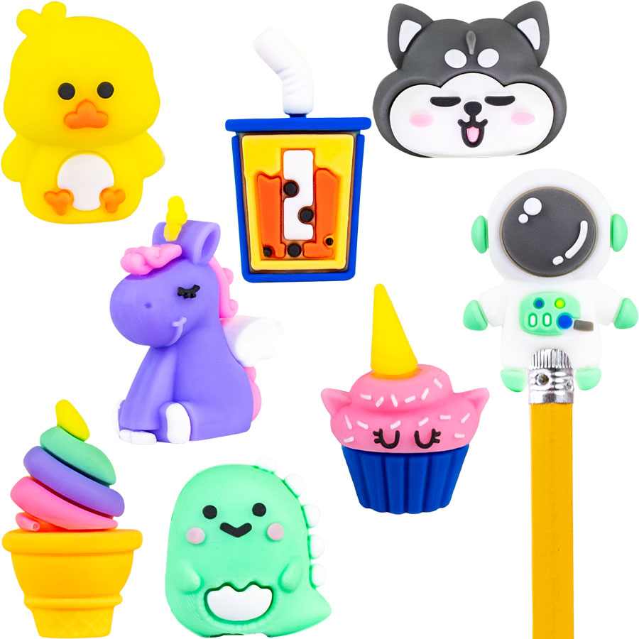 Bitty Buddy Pencil Toppers Bulk Pack of 100 - Cute Animal Eraser Pencil Toppers for Kids, Classroom Rewards & Party Favors - Fun School Supplies for Teachers & Students