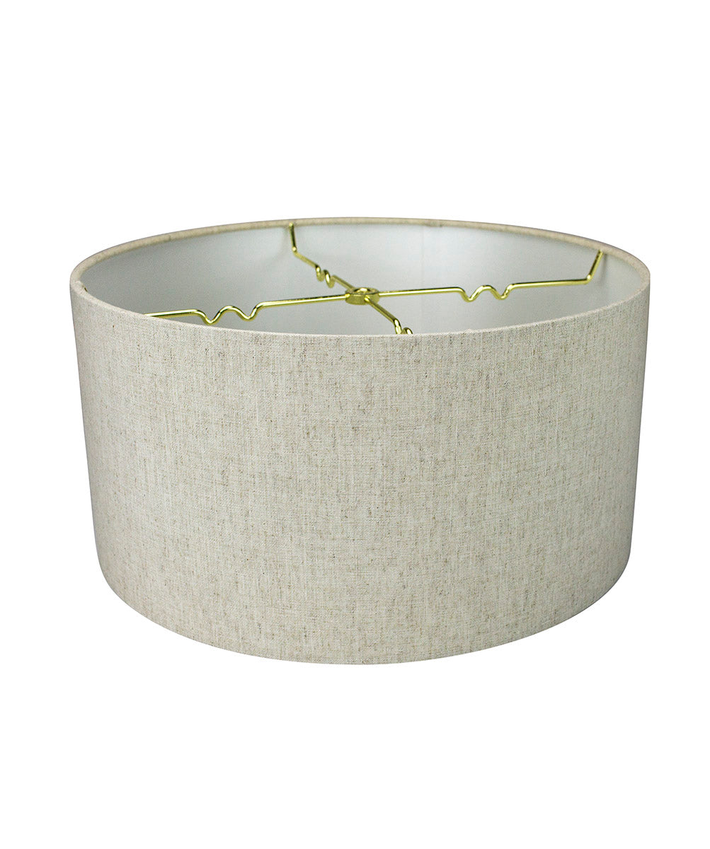 14W x 7H Textured Oatmeal Hardback Drum Lampshade - Vintage Style Fabric Lamp Shade for Table & Floor Lamps - Perfect for Living Room, Bedroom, or Office Decor