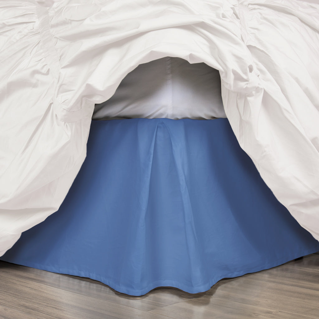 Capri Blue Pleated Bed Skirt - Luxury 18 Inch Drop Dust Ruffle for Queen Size Beds - Perfect for Master Bedrooms & Guest Rooms
