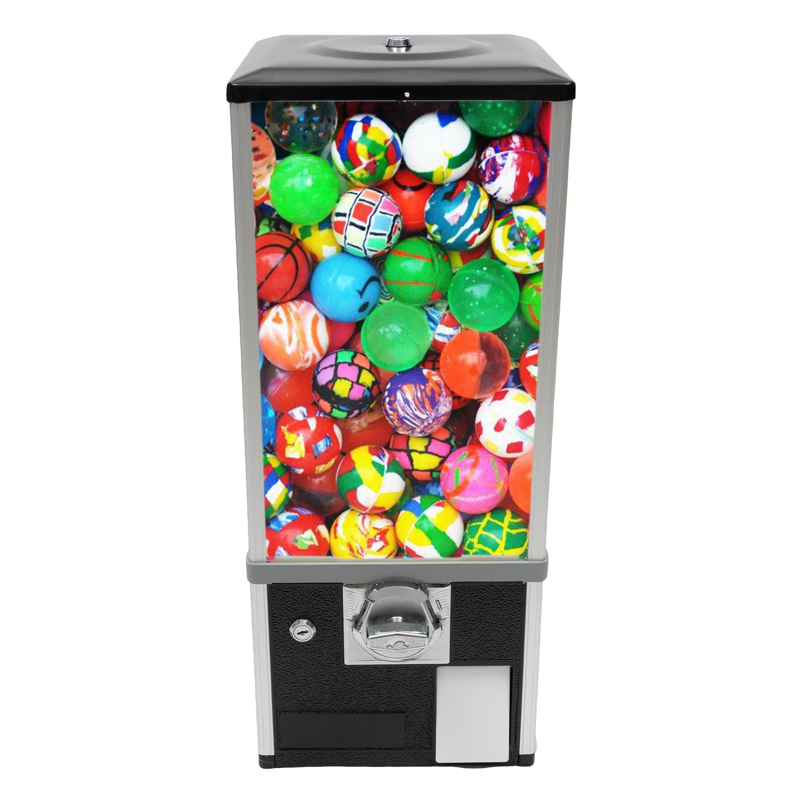 Commercial Toy & Candy Capsule Vending Machine - Dual Coin Operated Gumball Prize Dispenser for Arcade, Gaming Store & Retail (Black) - Perfect for Kids' Parties, Shopping Malls & Entertainment Centers