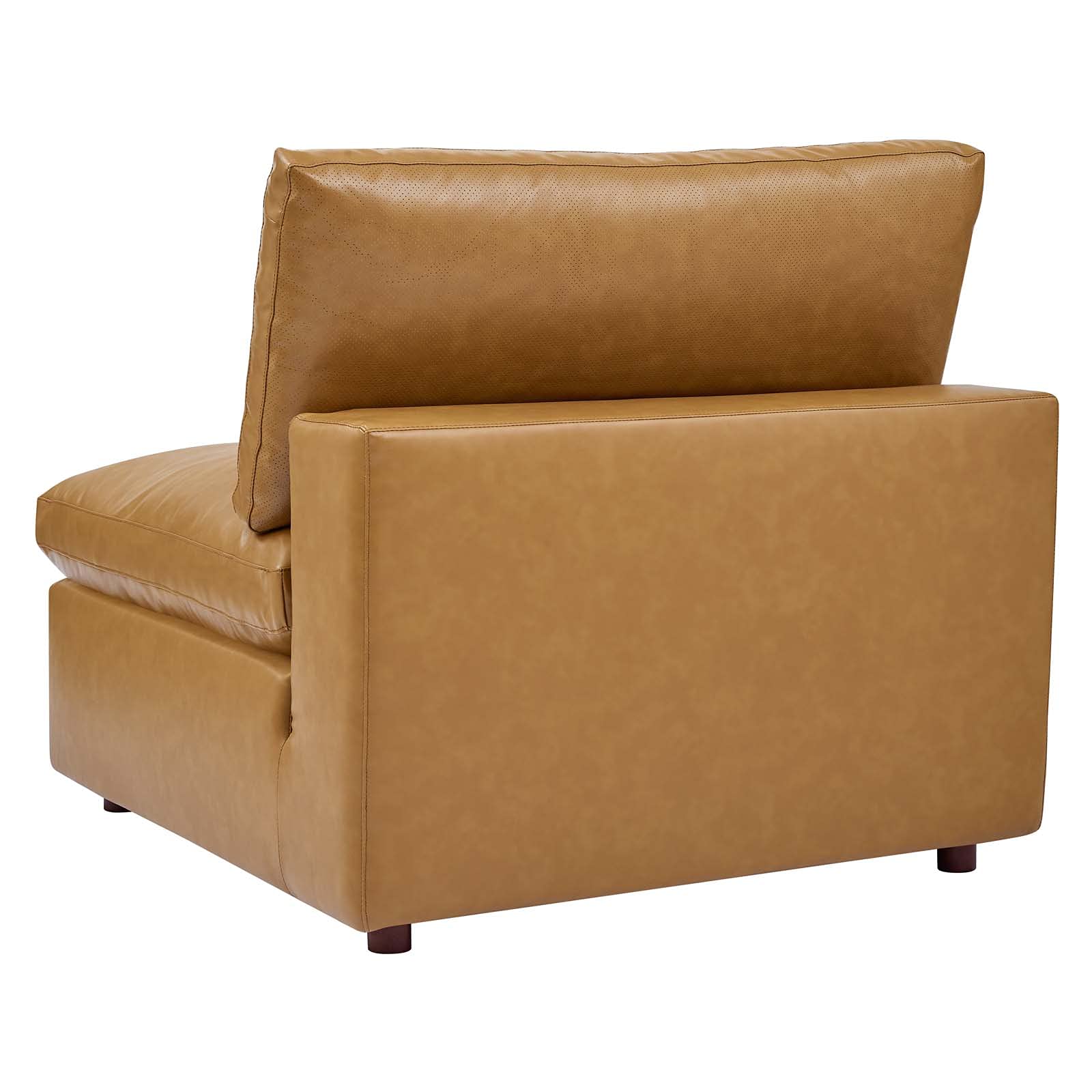 Modern Contemporary Sectional Sofa Set - Faux Vegan Leather in Tan - Perfect for Lounge, Hotel Lobby & Hospitality Spaces