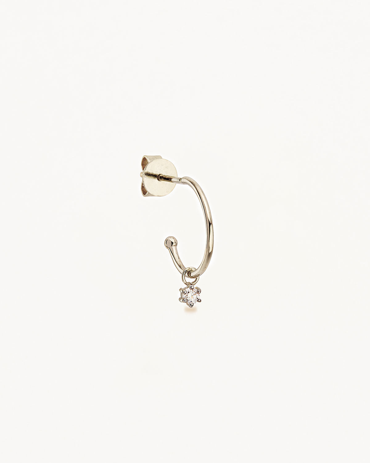 14K Solid White Gold Sweet Droplet Diamond Hoop Earrings for Women - Elegant Everyday Jewelry & Special Occasion Gift