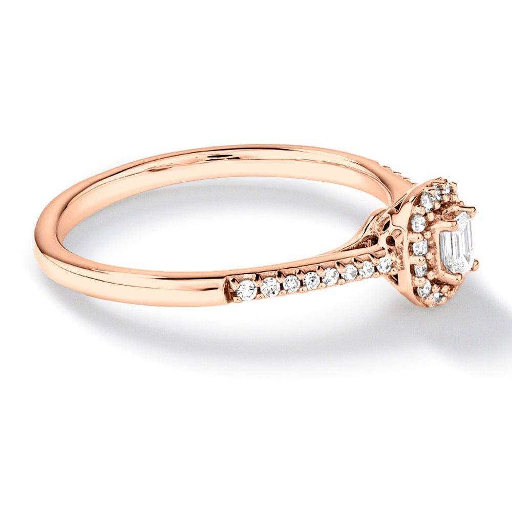 Exquisite Halo Emerald Cut Lab Grown Diamond Promise Ring - Ethical & Affordable Engagement Jewelry for Women - Perfect for Anniversaries, Proposals & Special Occasions