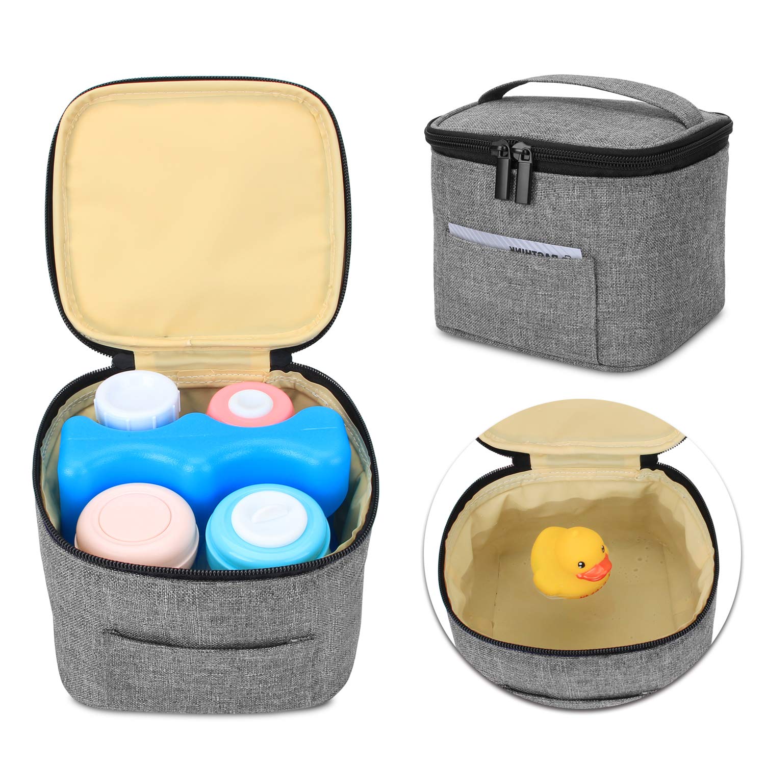 Luxja Leakproof Breastmilk Cooler Bag - Holds Four 5oz Bottles, Insulated Gray Milk Storage Bag for Pumping, Travel, and Daycare Use