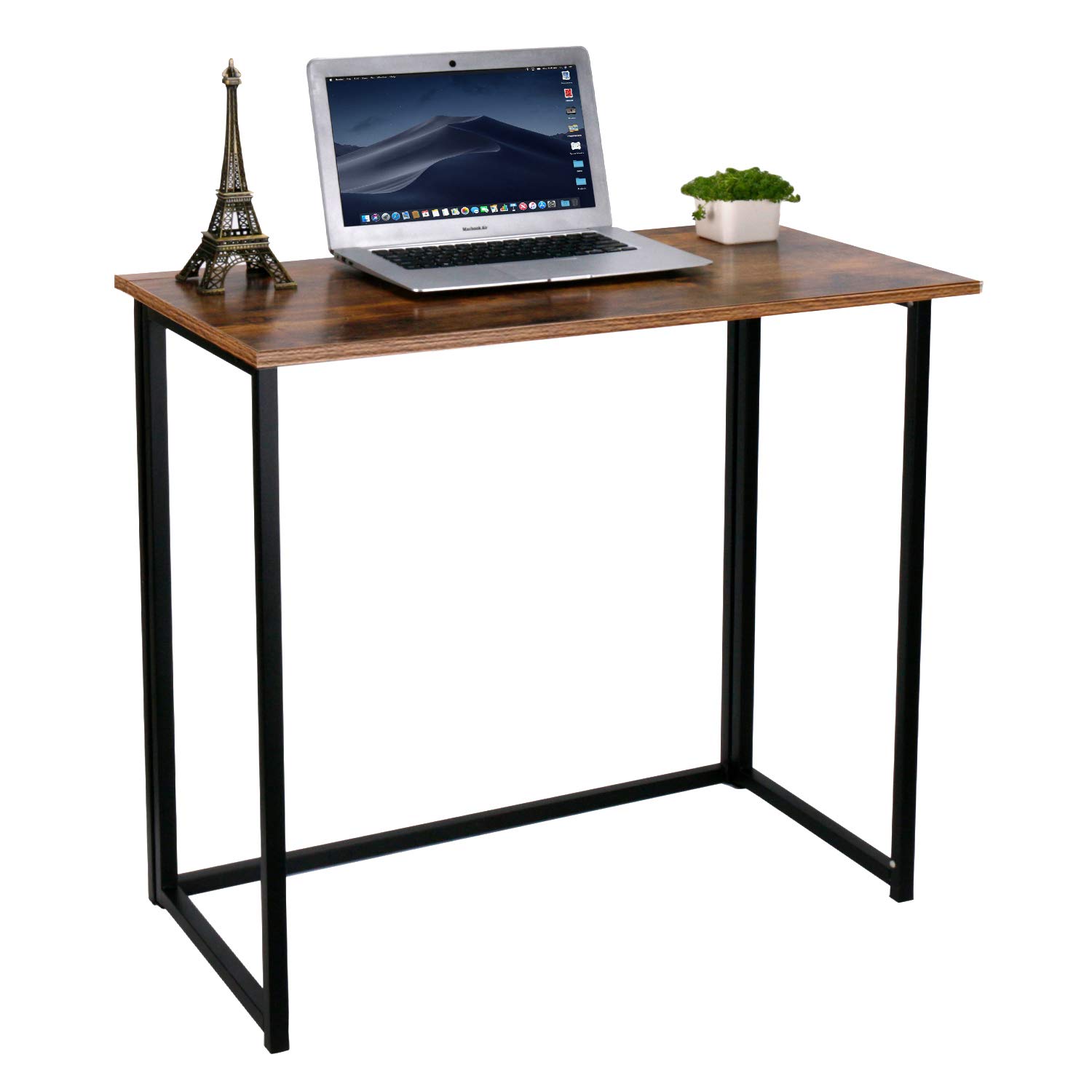Leopard Outdoor Folding Computer Desk - Space-Saving Home Office Desk, Compact Foldable Laptop Table, Rustic Brown Writing Desk for Small Spaces, Ideal for Study, Reading, and Remote Work