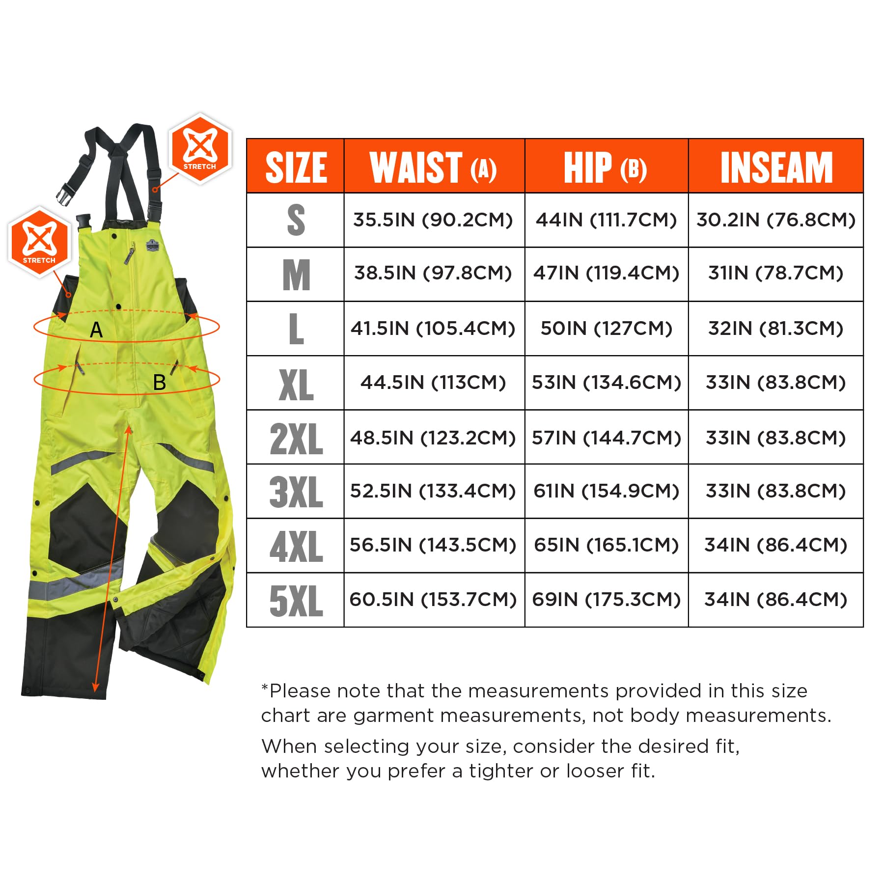 Ergodyne GloWear 8928 High Visibility Insulated Thermal Bib Overalls - Weather-Resistant Workwear for Cold Outdoor Jobs & Construction Safety