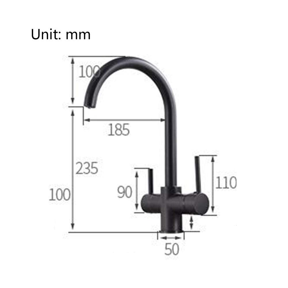 3-Way Kitchen Faucet with Water Filter - Hot & Cold Brass Sink Mixer Tap, 360° Rotation, Direct Drinking Water, 3 Functions - Black (Perfect for Modern Kitchens, Water Purification & Convenient Cooking)