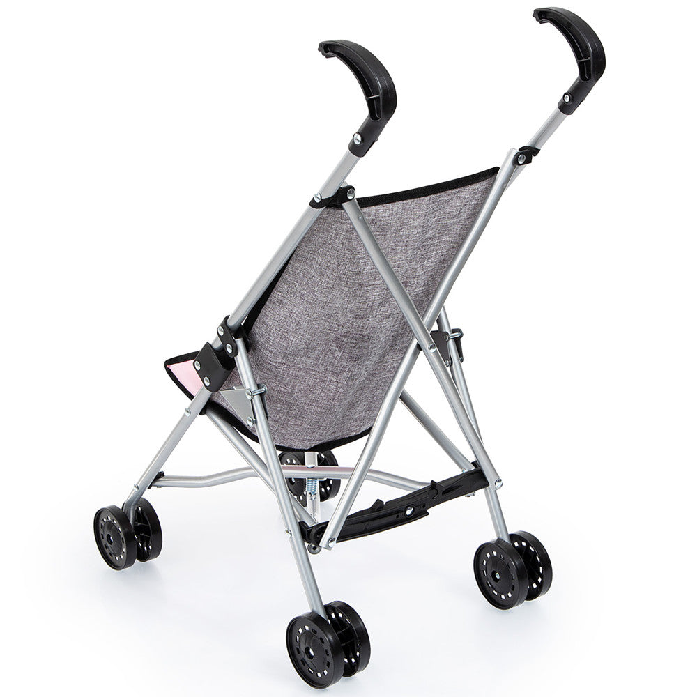 Stylish Grey Doll Umbrella Stroller for 18 Inch American Girl Dolls - Perfect for Pretend Play, Tea Parties & Indoor Outdoor Adventures