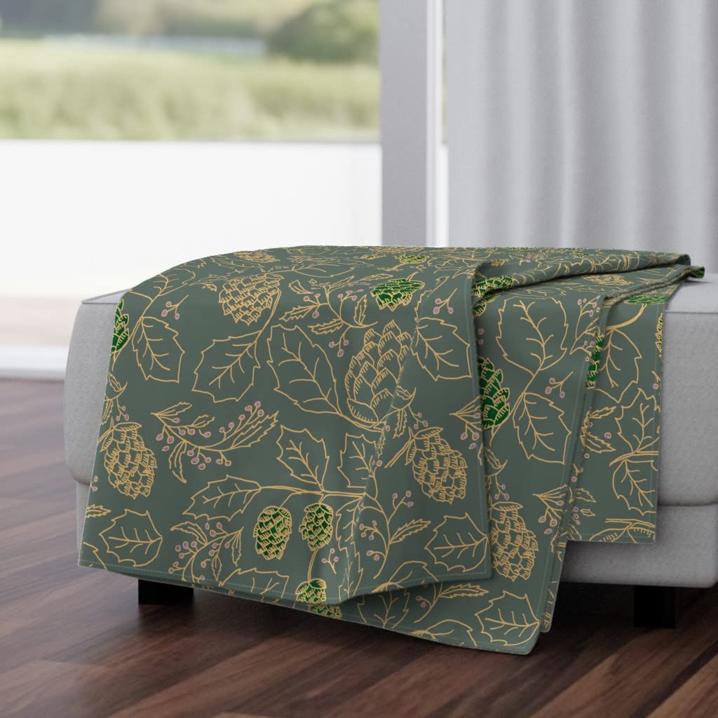 Luxe Velvet Throw Blanket 50x70 Inches - Soft Hops Autumn Farmhouse Print Cozy Blanket for Bed, Couch & Seasonal Decor | Fall Beer Themed Home Accessory