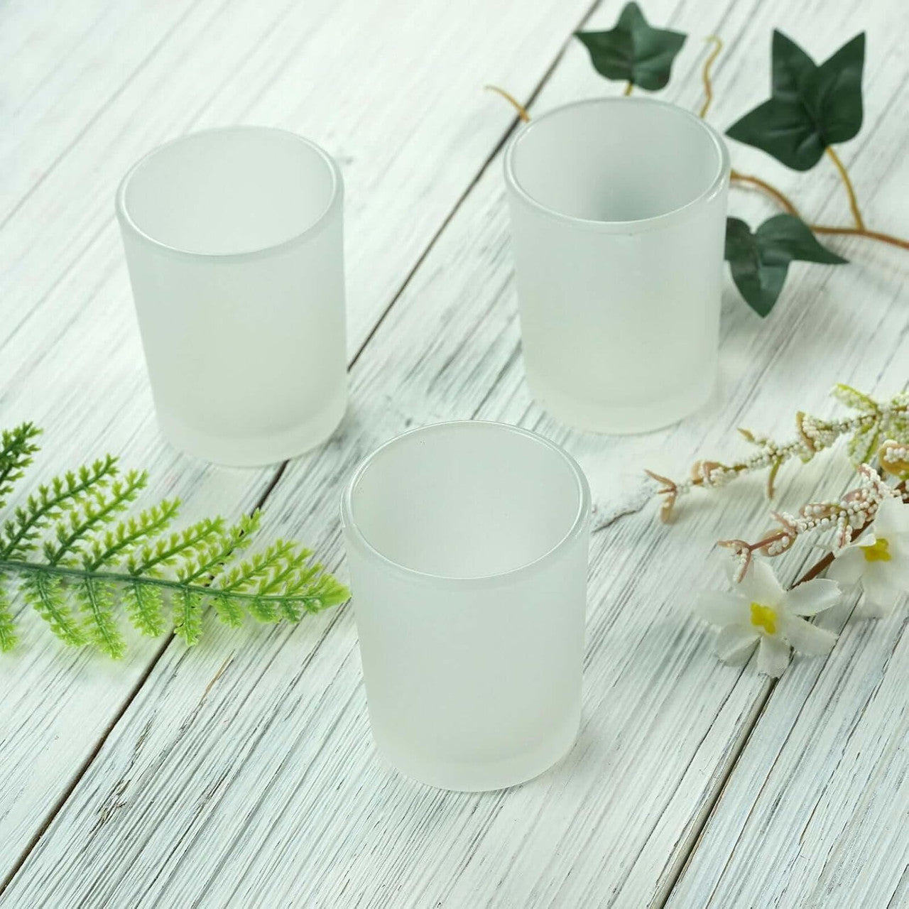 10 Pack Frosted White Glass Votive Candle Holders - DIY Candle Making Kit, Tealight Candle Cups for Home Decor, Wedding Centerpieces, Table Settings & Romantic Ambiance