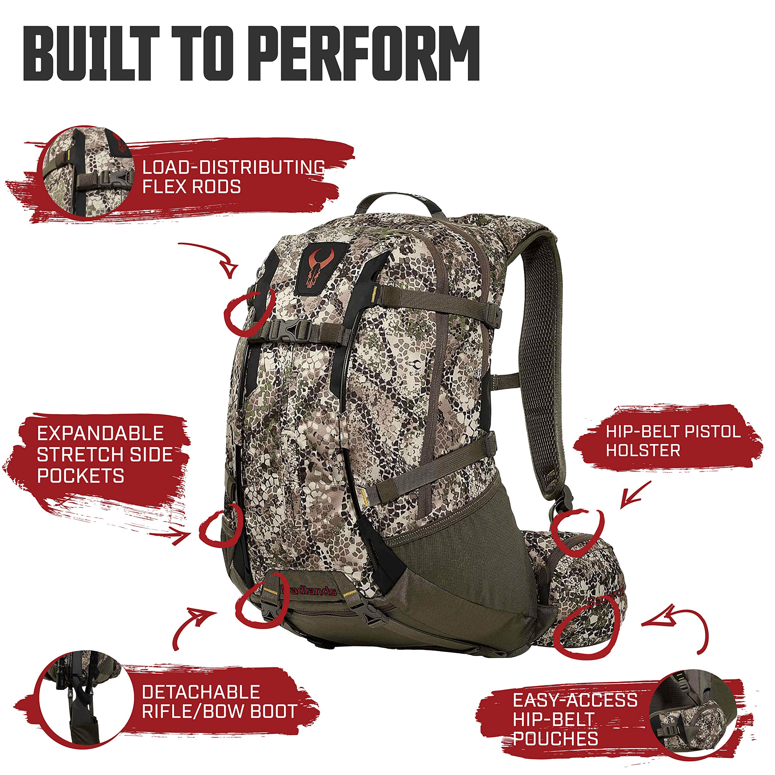 Badlands Dash Camouflage Hunting Backpack - Waterproof Day Pack for Bow, Rifle & Pistol | Ideal for Outdoor Adventures, Tactical Missions & Wilderness Exploration