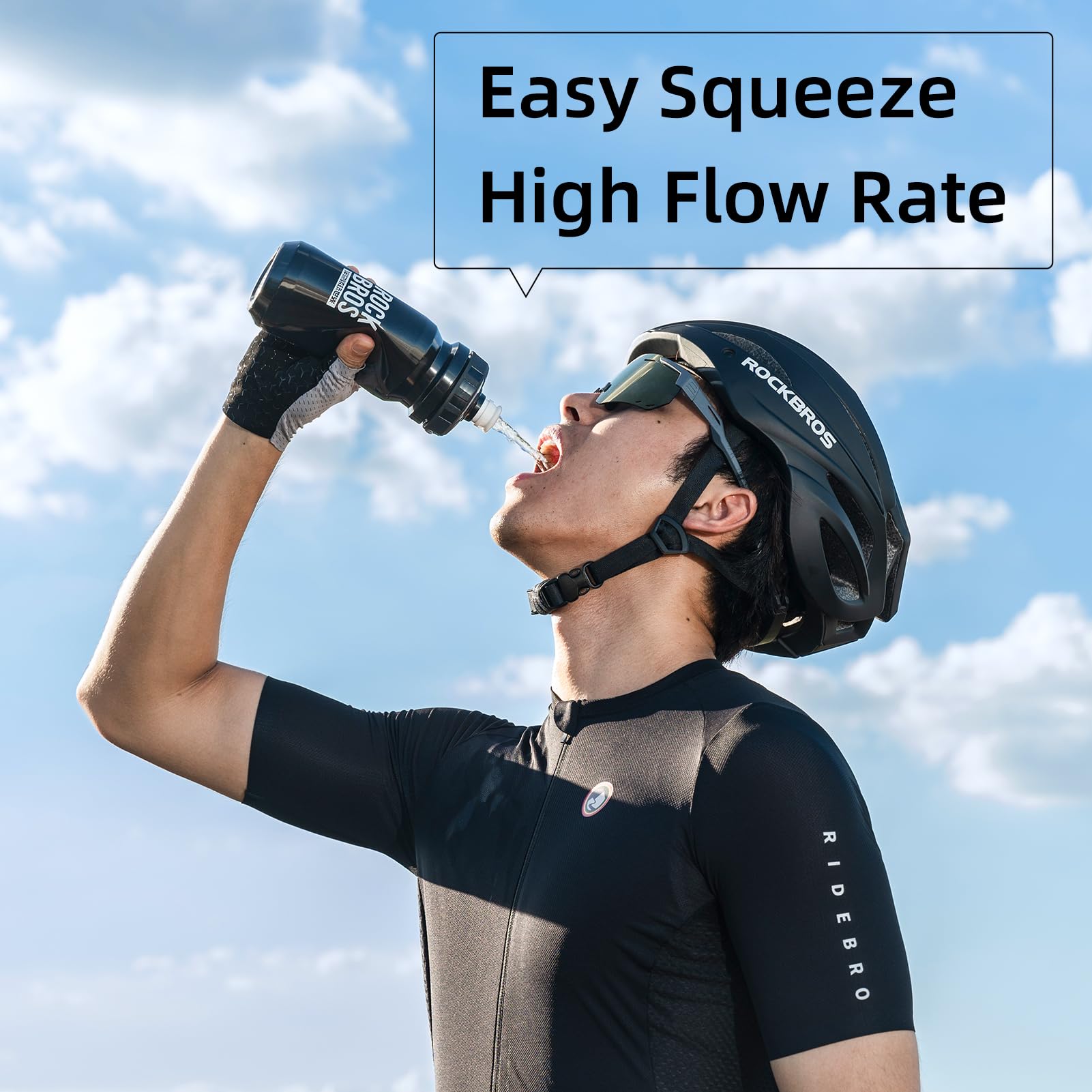 ROCKBROS 20oz BPA-Free Squeeze Bike Water Bottle - Leak-Proof Cycling Bottle for Road Bikes, Mountain Biking & Outdoor Sports