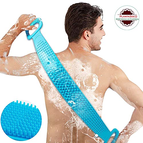 PlantaZee Silicone Body Scrubber - Dual-Sided Exfoliating Belt for Shower & Spa, Pack of 2