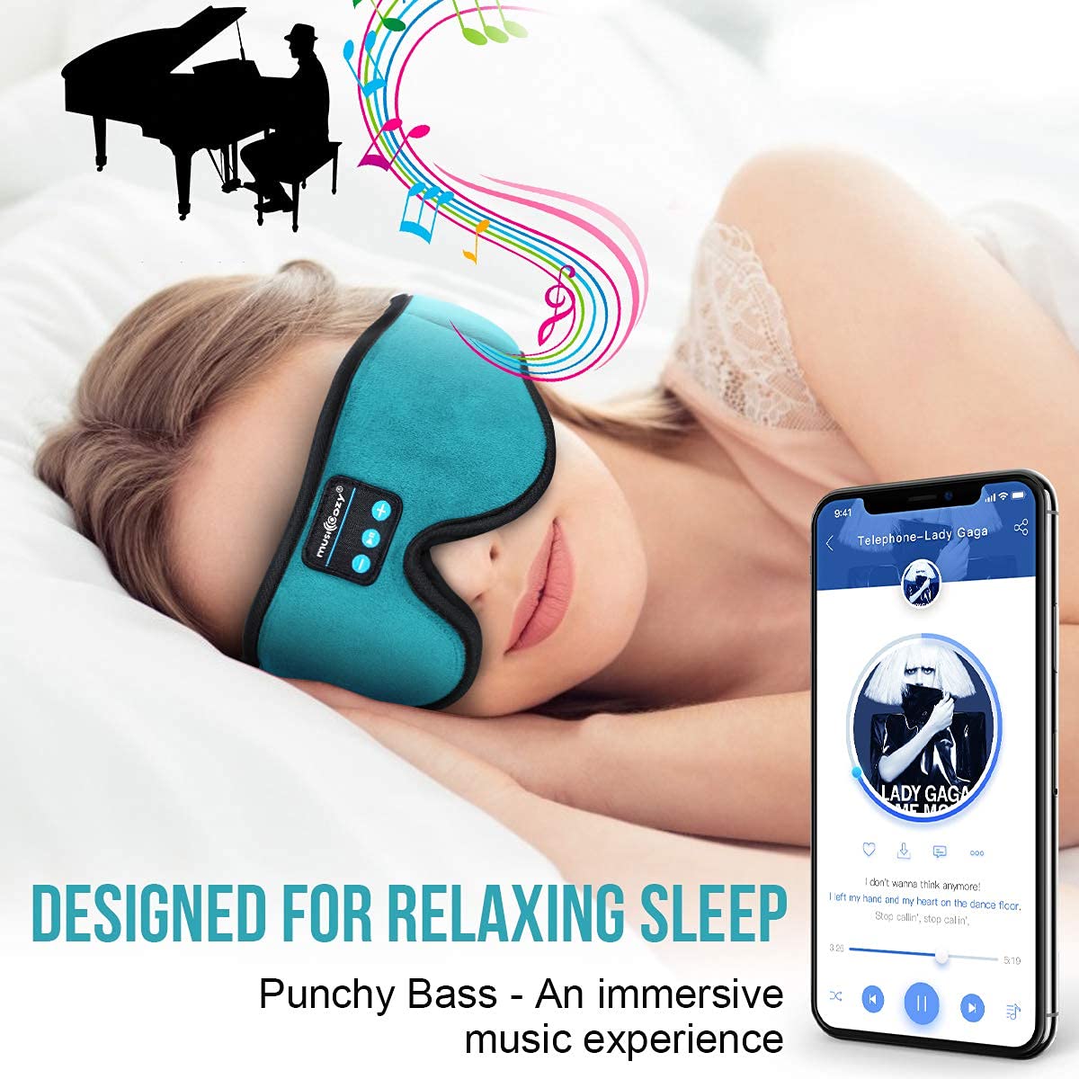 Musicozy Bluetooth 5.4 Sleep Headphones Wireless Headband with Eye Mask - Comfortable Sleeping Earbuds for Men & Women, Perfect for Travel, Office & Relaxation - Cool Tech Gadgets Gift Set (Pack of 2)