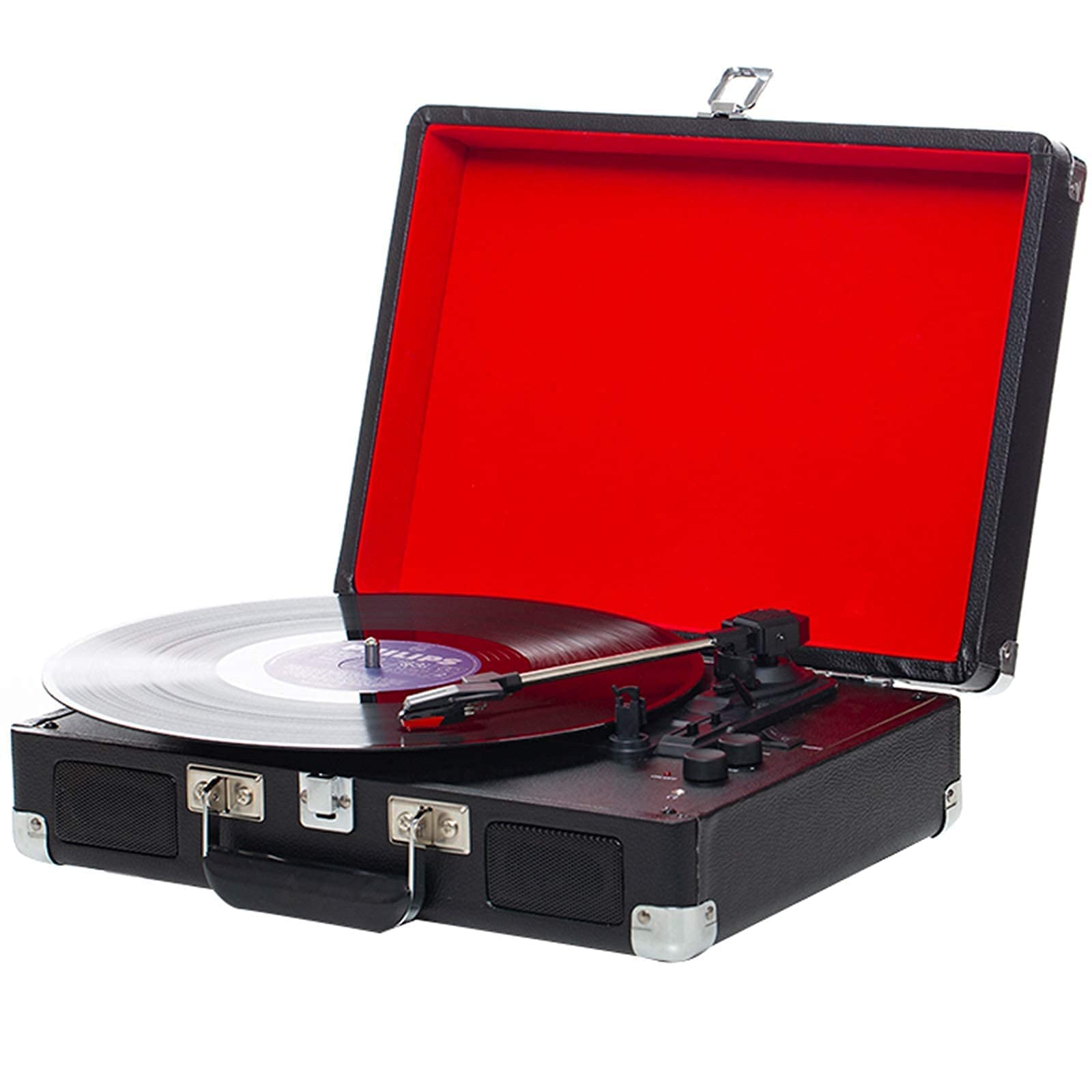 MaGiLL Portable Suitcase Turntable with Built-in Stereo Speakers - 3 Speed Belt-Drive Vinyl Record Player for Travel & Home Use - Perfect for Parties, Gifts & Vintage Music Lovers