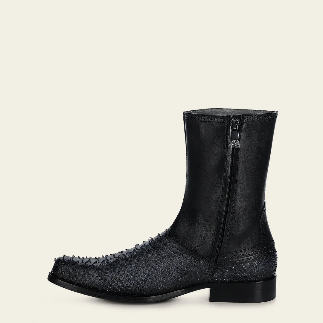 Franco Cuadra Men's Grey Casual Dress Ankle Boots with Python Skin Design - Perfect for Office, Parties & Everyday Wear