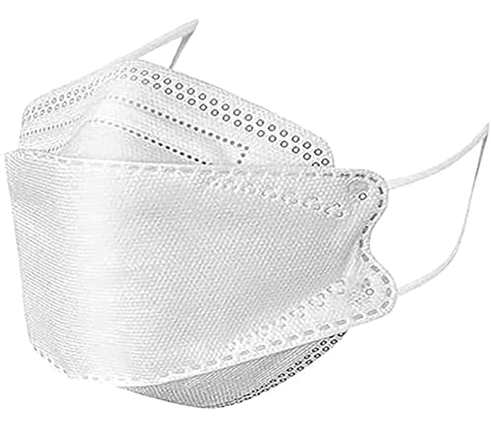 50/100 Pack KF94 Face Masks for Adults - 3D Design, 4-Layer Protection, Disposable White Masks (Ideal for Travel, Work & Daily Protection Against Dust, Pollution & Germs)